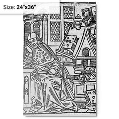 Chretien de Troyes metal print on a plain backdrop in size 24"x36".