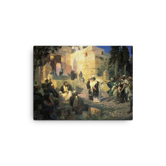 Christ and the Woman Taken in Adultery by Vasily Polenov, 1888 canvas print on a plain backdrop in size 12"x16".