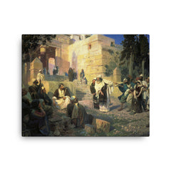 Christ and the Woman Taken in Adultery by Vasily Polenov, 1888 canvas print on a plain backdrop in size 16"x20".