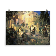 Christ and the Woman Taken in Adultery by Vasily Polenov, 1888 poster on a plain backdrop in size 8"x10".