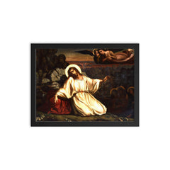 Christ in the Garden of Gethsemane by Louis Janmot, 1840 framed print on a plain backdrop in size 12"x16".