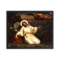 Christ in the Garden of Gethsemane by Louis Janmot, 1840 framed print on a plain backdrop in size 16"x20".