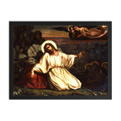 Christ in the Garden of Gethsemane by Louis Janmot, 1840 framed print on a plain backdrop in size 18"x24".