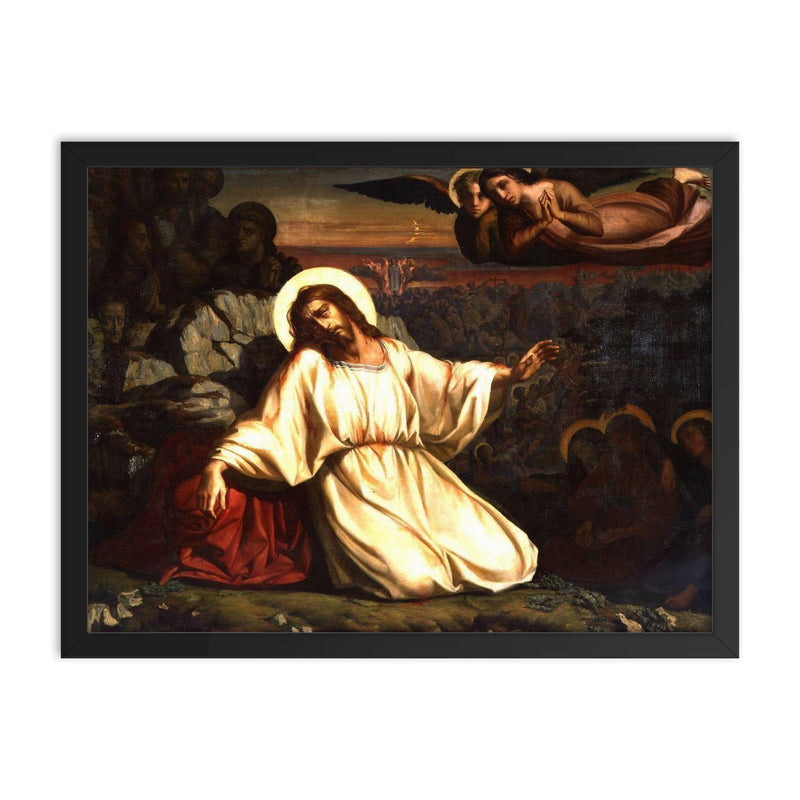 Christ in the Garden of Gethsemane by Louis Janmot, 1840 framed print on a plain backdrop in size 18
