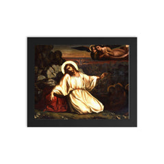 Christ in the Garden of Gethsemane by Louis Janmot, 1840 framed print on a plain backdrop in size 8"x10".