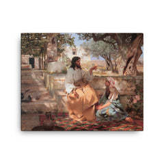 Christ in the Home of Martha and Mary by Genrikh Semiradsky, 1886 canvas print on a plain backdrop in size 16"x20".