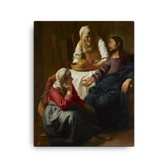 Christ in the House of Martha and Mary by Johannes Vermeer canvas print on a plain backdrop in size 16"x20".