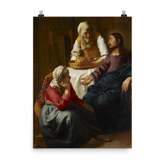 Christ in the House of Martha and Mary by Johannes Vermeer poster on a plain backdrop in size 8"x10".