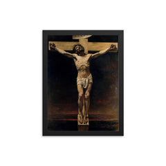Christ on the Cross by Leon Bonnat, 1874 framed print on a plain backdrop in size 12"x16".
