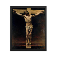Christ on the Cross by Leon Bonnat, 1874 framed print on a plain backdrop in size 16"x20".