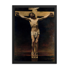 Christ on the Cross by Leon Bonnat, 1874 framed print on a plain backdrop in size 18"x24".