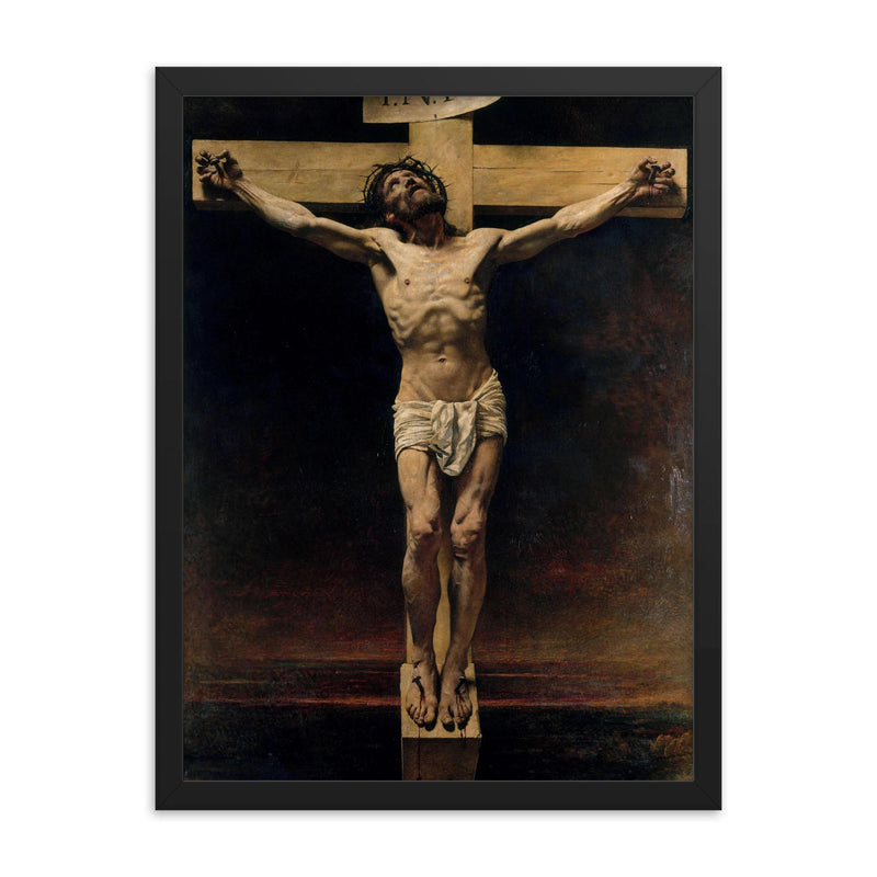 Christ on the Cross by Leon Bonnat, 1874 framed print on a plain backdrop in size 18