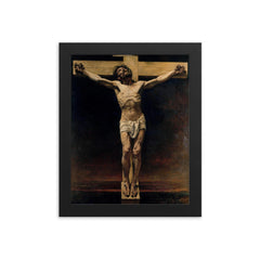 Christ on the Cross by Leon Bonnat, 1874 framed print on a plain backdrop in size 8"x10".