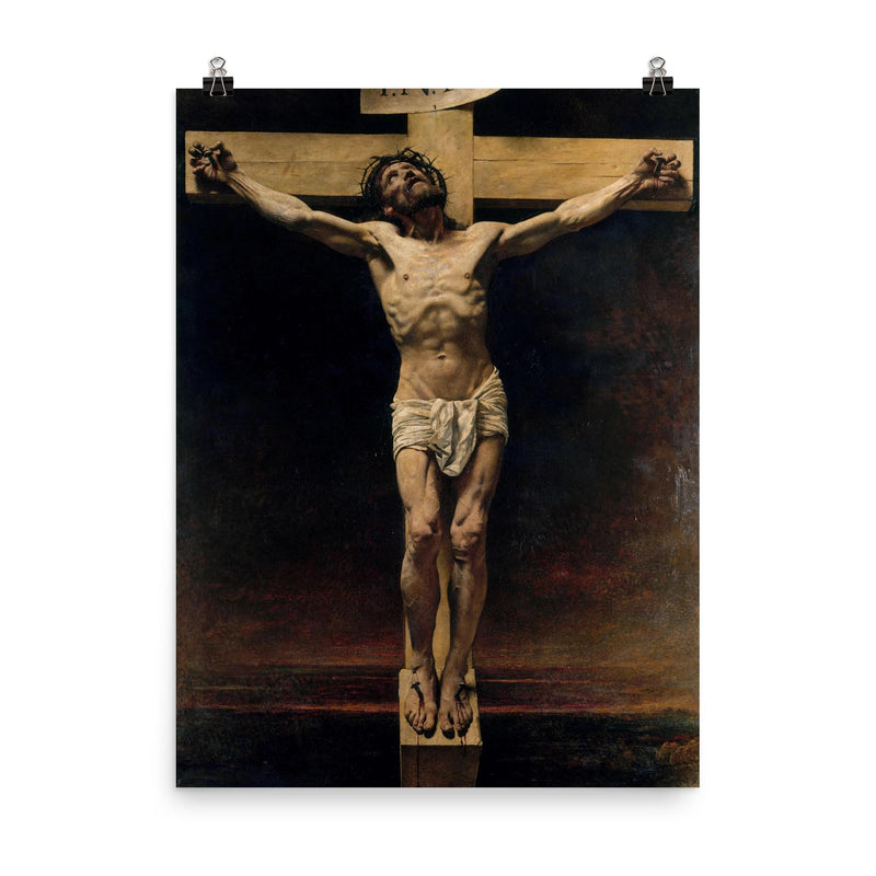 Christ on the Cross by Leon Bonnat, 1874 poster on a plain backdrop in size 8