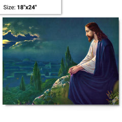 Christ on the Mount of Olives by Giovanni metal print on a plain backdrop in size 18"x24".