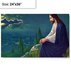 Christ on the Mount of Olives by Giovanni metal print on a plain backdrop in size 24"x36".