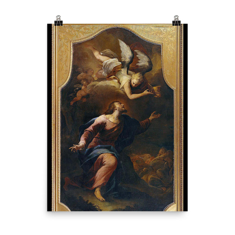 Christ on the Mount of Olives by Peter Strudel, 1712 poster on a plain backdrop in size 8