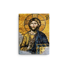 Christ Pantocrator canvas print on a plain backdrop in size 12"x16".