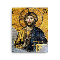Christ Pantocrator canvas print on a plain backdrop in size 16"x20".