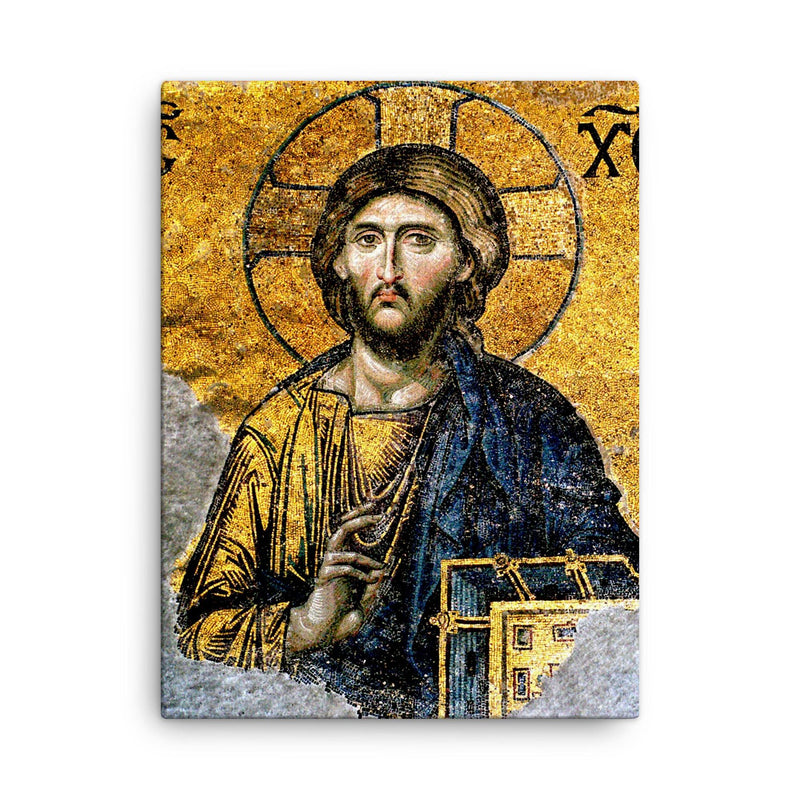 Christ Pantocrator canvas print on a plain backdrop in size 18