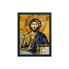 Christ Pantocrator framed print on a plain backdrop in size 12"x16".