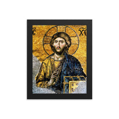 Christ Pantocrator framed print on a plain backdrop in size 8"x10".