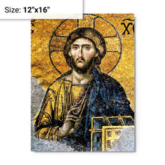 Christ Pantocrator metal print on a plain backdrop in size 12"x16".