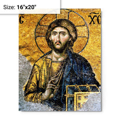 Christ Pantocrator metal print on a plain backdrop in size 16"x20".