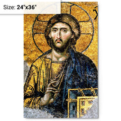 Christ Pantocrator metal print on a plain backdrop in size 24"x36".