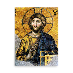 Christ Pantocrator poster on a plain backdrop in size 18"x24".