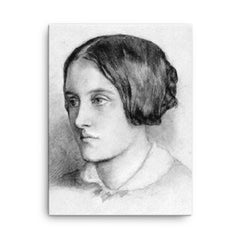 Christina Rossetti canvas print on a plain backdrop in size 18"x24".