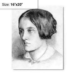 Christina Rossetti metal print on a plain backdrop in size 16"x20".