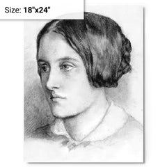 Christina Rossetti metal print on a plain backdrop in size 18"x24".