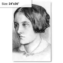 Christina Rossetti metal print on a plain backdrop in size 24"x36".