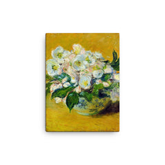 Christmas Rose by Claude Monet, 1883 canvas print on a plain backdrop in size 12"x16".