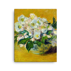 Christmas Rose by Claude Monet, 1883 canvas print on a plain backdrop in size 16"x20".