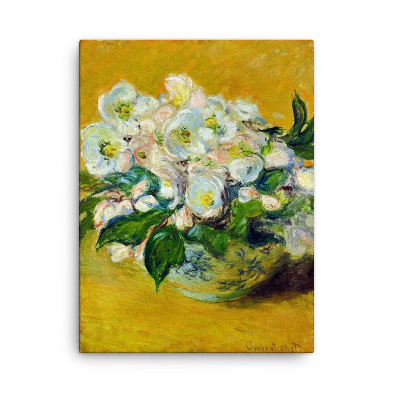 Christmas Rose by Claude Monet, 1883 canvas print on a plain backdrop in size 18