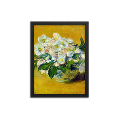 Christmas Rose by Claude Monet, 1883 framed print on a plain backdrop in size 12"x16".