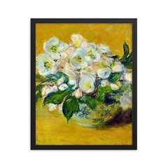 Christmas Rose by Claude Monet, 1883 framed print on a plain backdrop in size 16"x20".