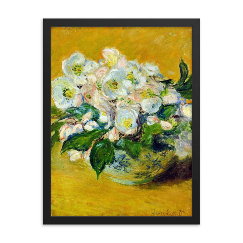 Christmas Rose by Claude Monet, 1883 framed print on a plain backdrop in size 18