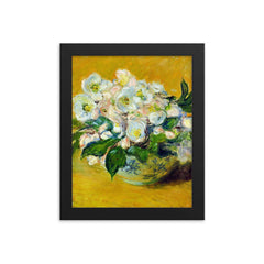 Christmas Rose by Claude Monet, 1883 framed print on a plain backdrop in size 8"x10".
