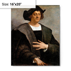 Christopher Columbus metal print on a plain backdrop in size 16"x20".