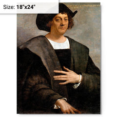 Christopher Columbus metal print on a plain backdrop in size 18"x24".