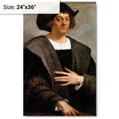 Christopher Columbus metal print on a plain backdrop in size 24"x36".