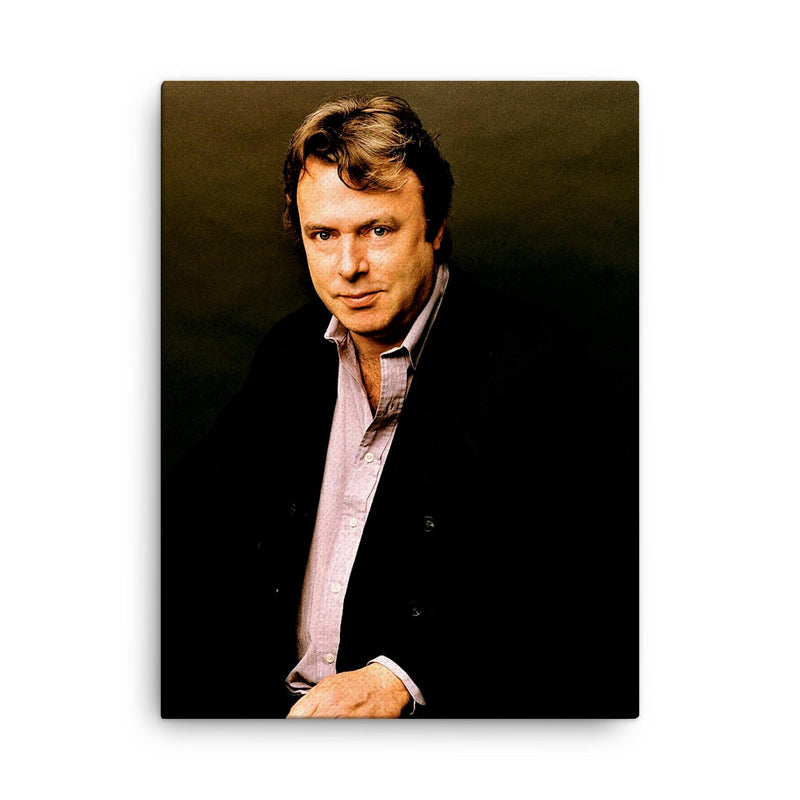 Christopher Hitchens canvas print on a plain backdrop in size 18