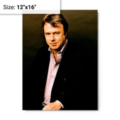 Christopher Hitchens metal print on a plain backdrop in size 12"x16".