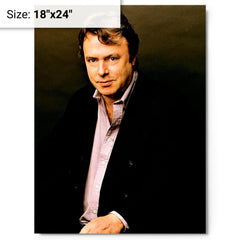Christopher Hitchens metal print on a plain backdrop in size 18"x24".