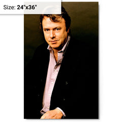 Christopher Hitchens metal print on a plain backdrop in size 24"x36".