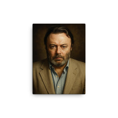Christopher Hitchens portrait canvas print on a plain backdrop in size 12"x16".