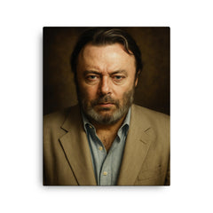 Christopher Hitchens portrait canvas print on a plain backdrop in size 16"x20".